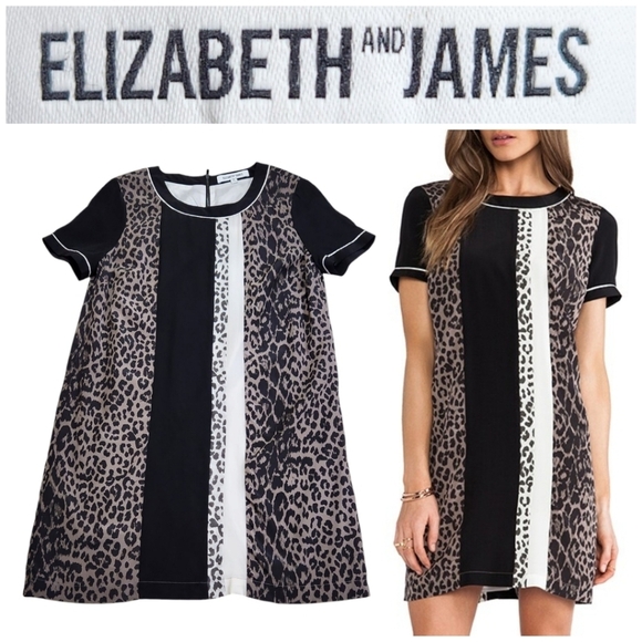 Elizabeth and James Montana Leopard Silk Short Sleeve Mini Dress Sz 6 Revolve - Picture 1 of 11